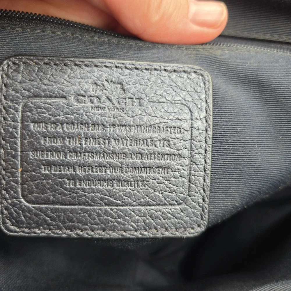 Coach Mickie Pearlized Blue Grain Leather Convertible Cross Bag F34040 Gunmetal